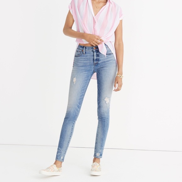 Sz 26 Madewell 9” High-Rise Skinny Jean Destructed Hem Edition - Picture 9 of 10